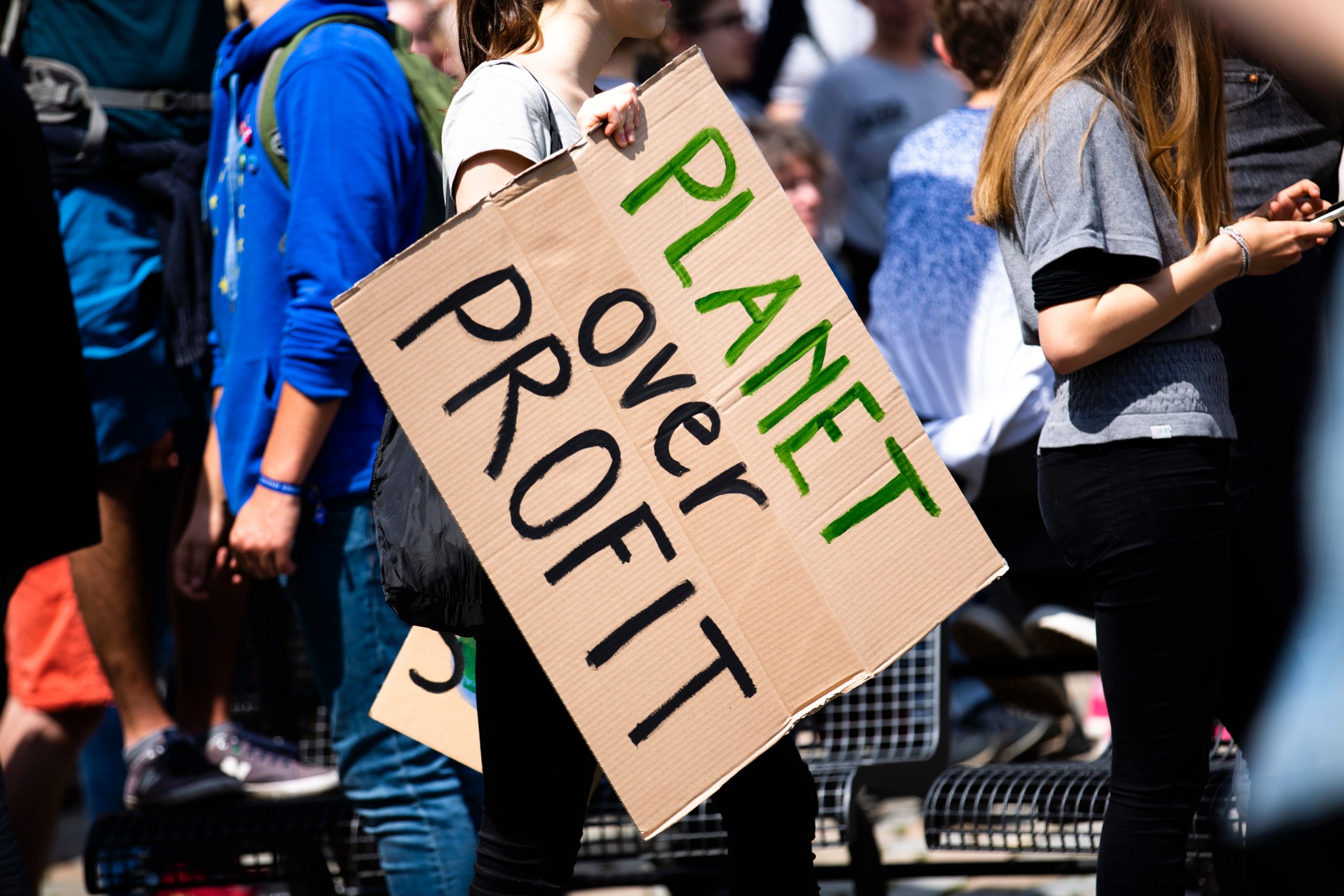 environmental activist with sign