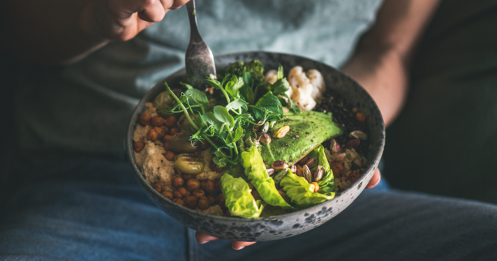A bowl of plant-based food