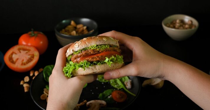 image of plant-based burger - fake meat