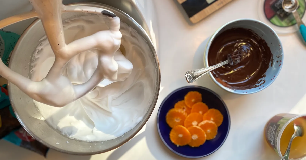 A meringue recipe from “Eating for Pleasure, People, and Planet” that stars whipped aquafaba, or chickpea water.