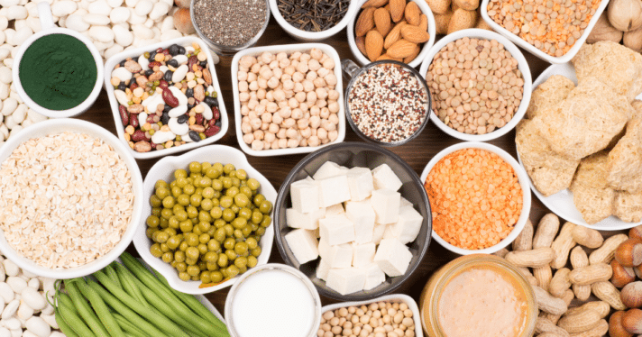 Plant based protein sources including beans and tofu