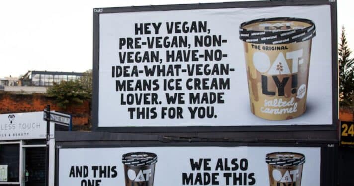 An Oatly billboard