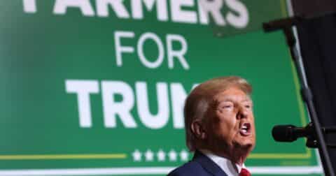 Donald Trump at a Farmers for Trump event.