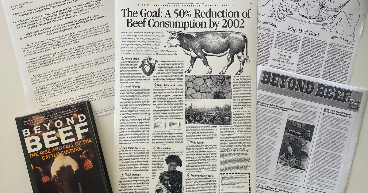 An old style newspaper with beef consumption headline