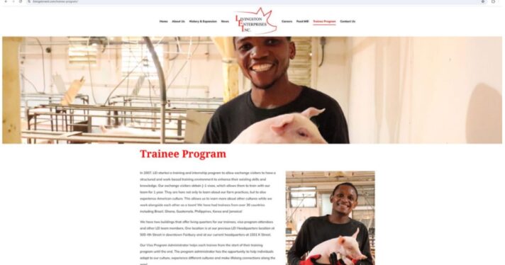 A screenshot of Livingston Enterprises Inc.'s website