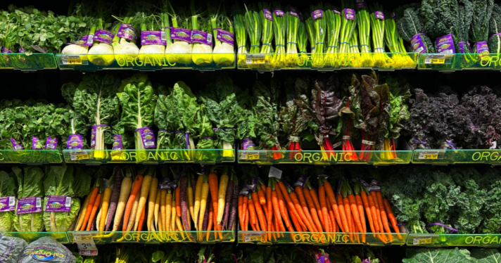 Organic produce being sold in a store