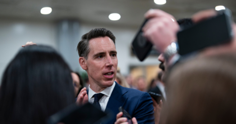 Senator Josh Hawley in a crowd of people