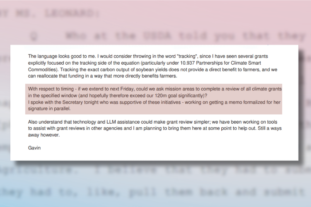 An excerpt of an email