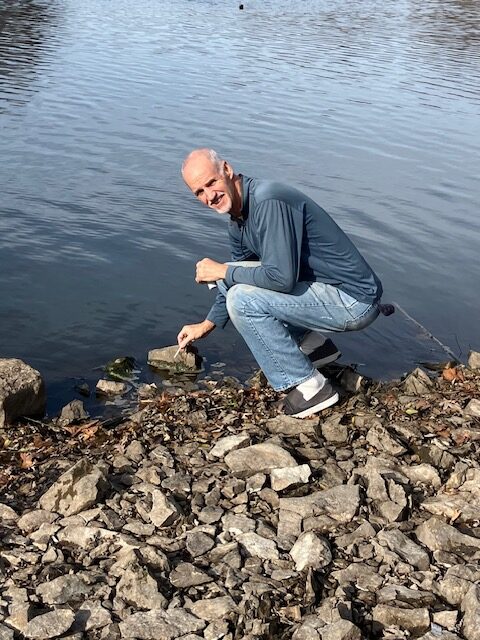 A man testing water