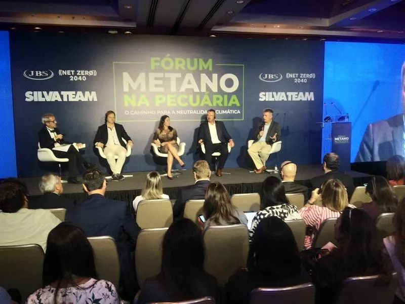 A panel discussion on a stage