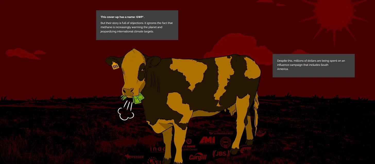 Graphic of a cow over a red background