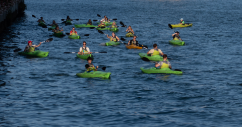 A group of kayakers