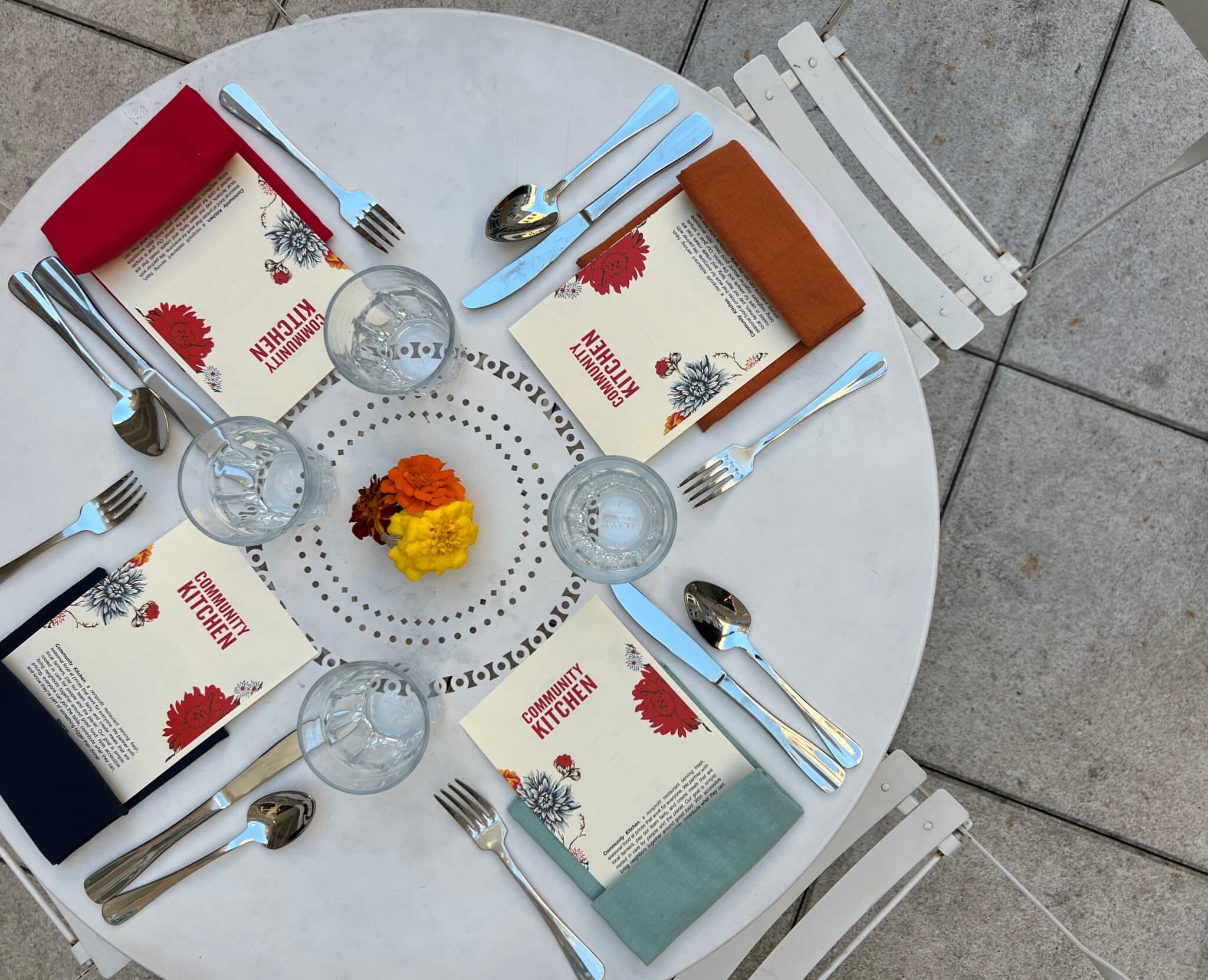 A table setting at Community Kitchen