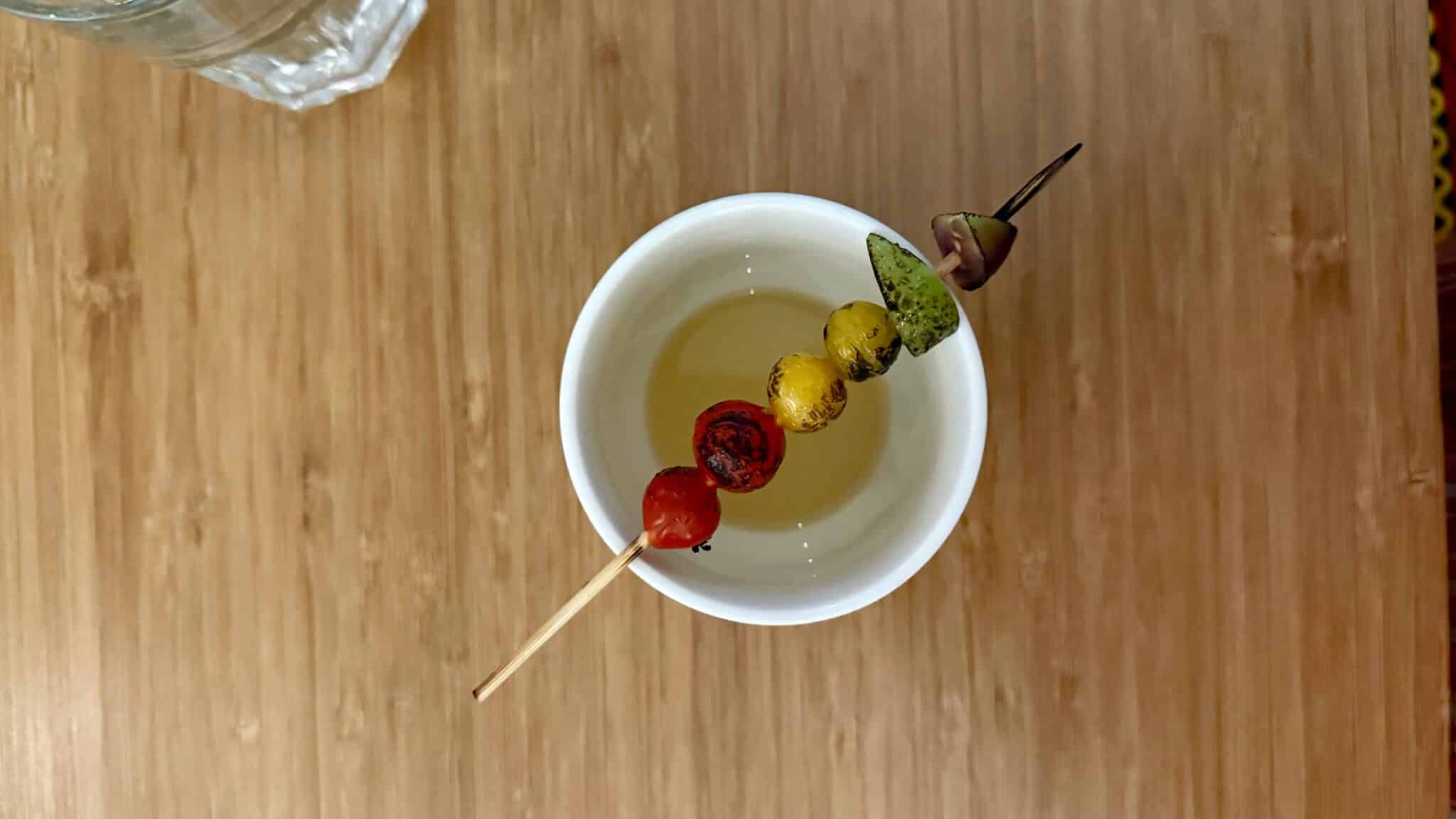 Vegetables on a toothpick