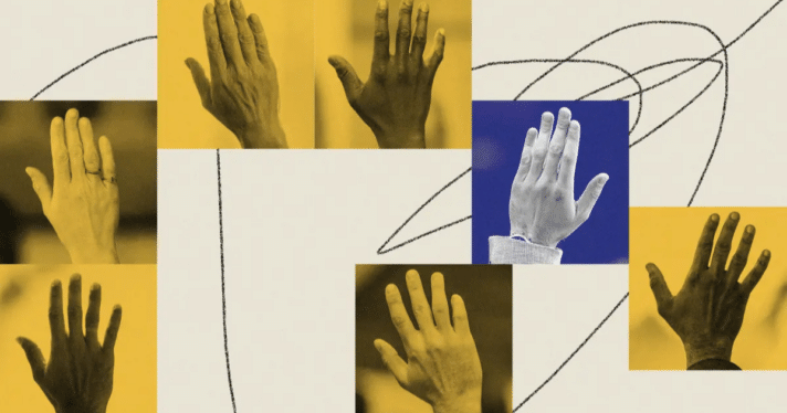 Graphic of multiple hand raises