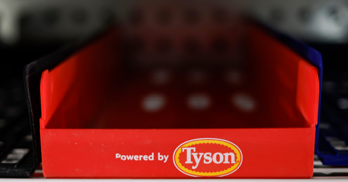 An empty box of Tyson products