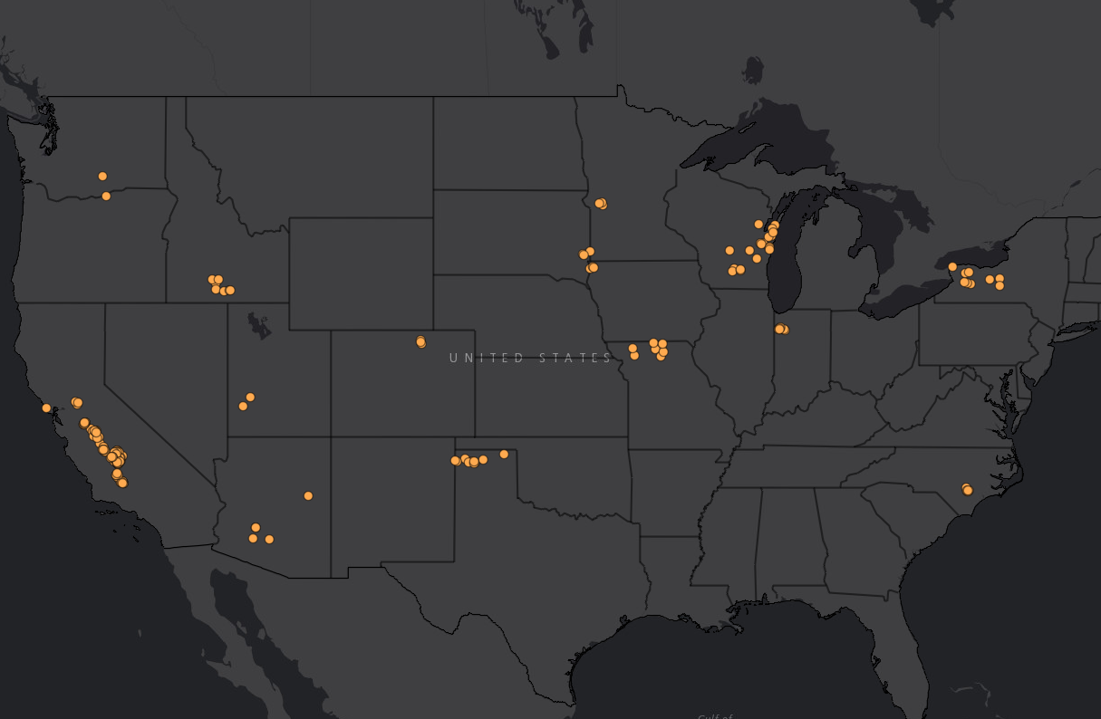 A map of digesters spreading in America