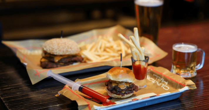 A mini burger, mini fries and mini beer, Clinton Hall's 