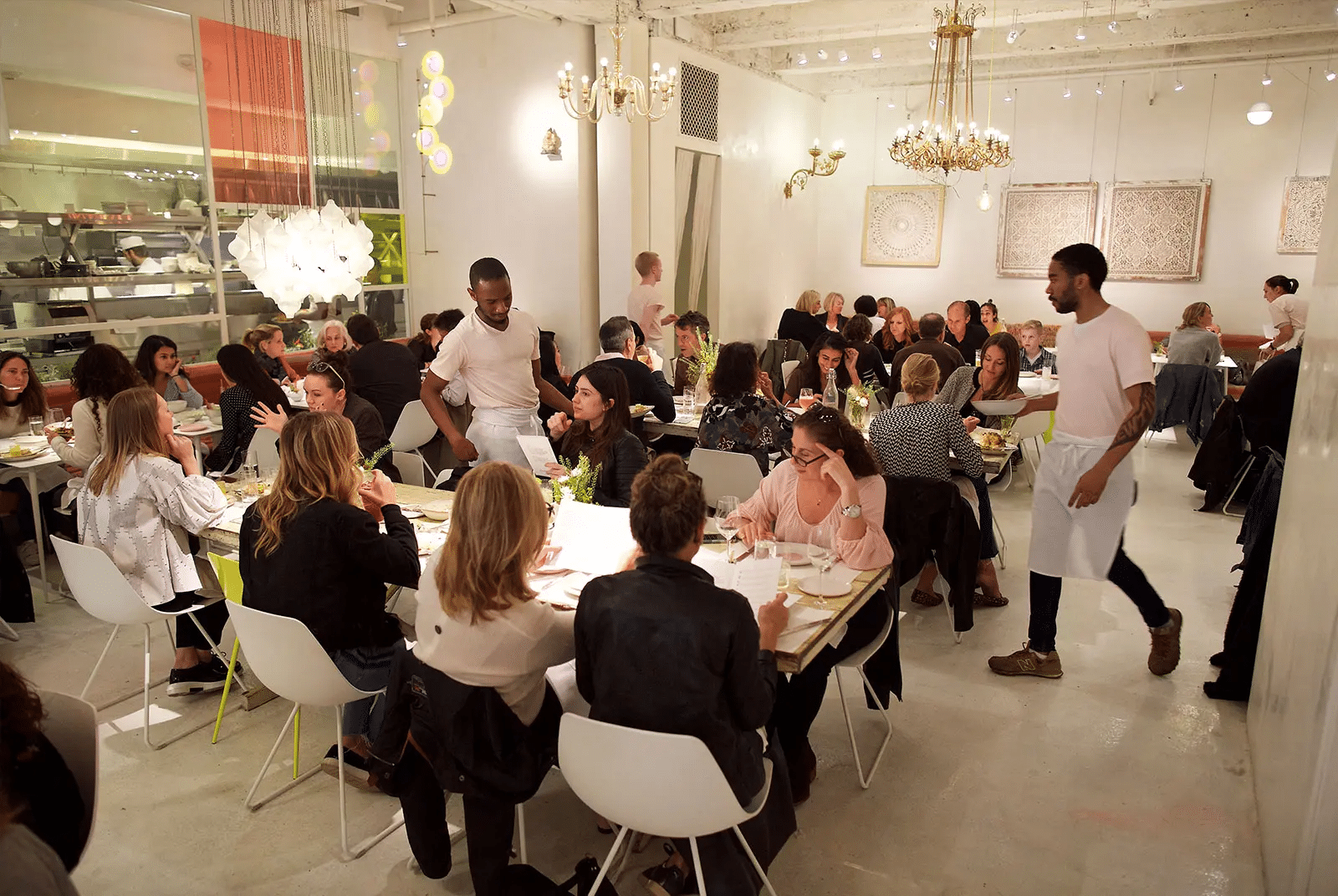 Patrons sitting in a restaurant