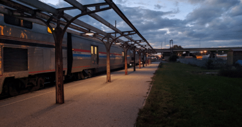 A train at a station