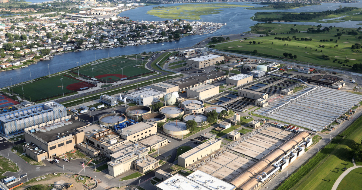 A sewage plant in a city