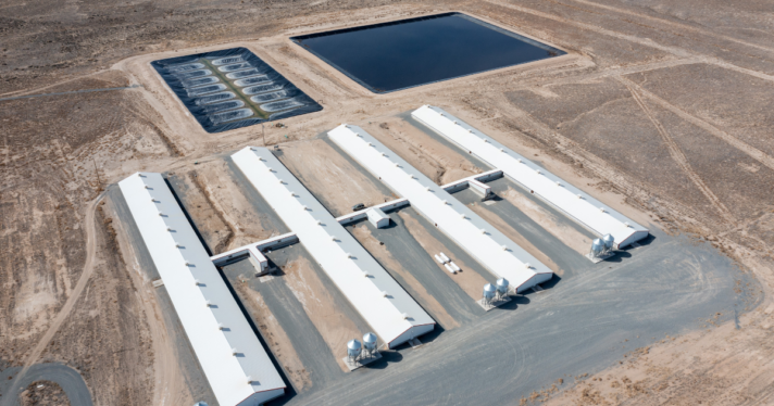 A farm with lagoons of waste