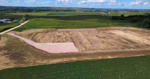 A former soybean field and six-acre earthen basin